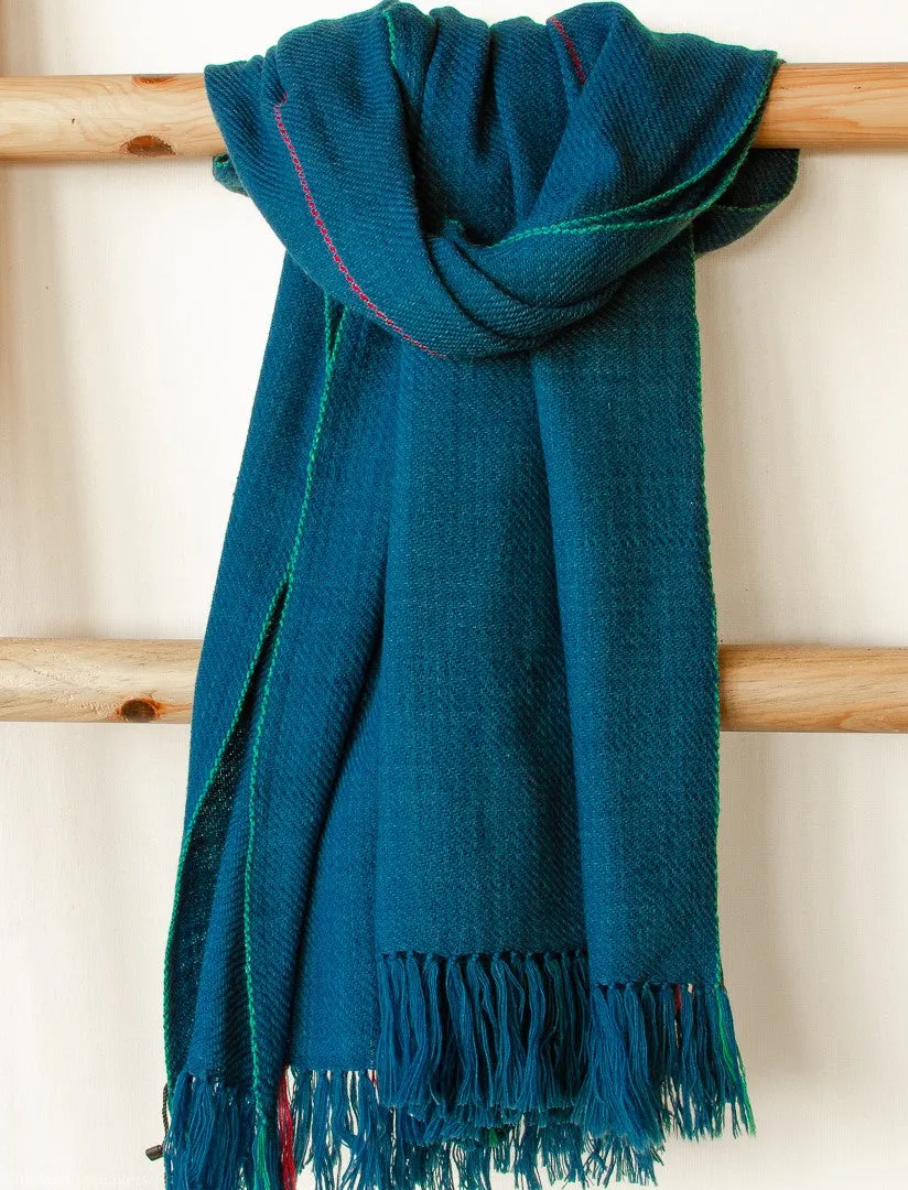 100% SOFT WOOLEN SCARF HANDMADE -DYED WITH MADDER, INDIGO, TEA AND TESU FLOWERS