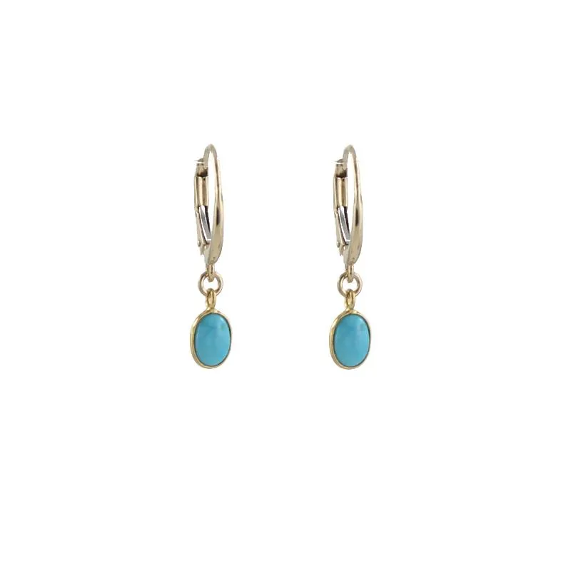 14k Gold Oval Gem Earrings