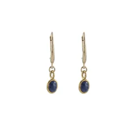 14k Gold Oval Gem Earrings