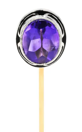 1920's Art Deco Amethyst Enamel Platinum Stickpin