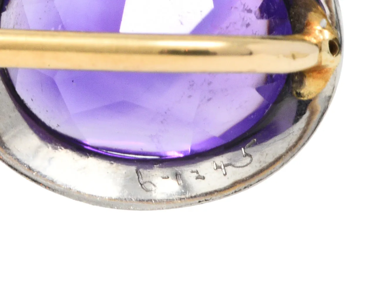 1920's Art Deco Amethyst Enamel Platinum Stickpin