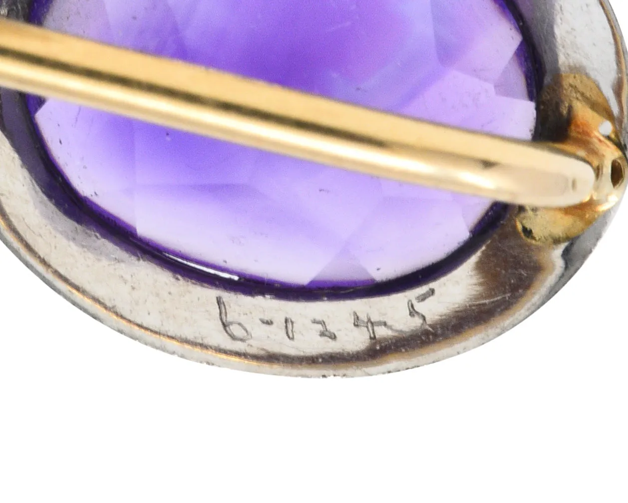 1920's Art Deco Amethyst Enamel Platinum Stickpin