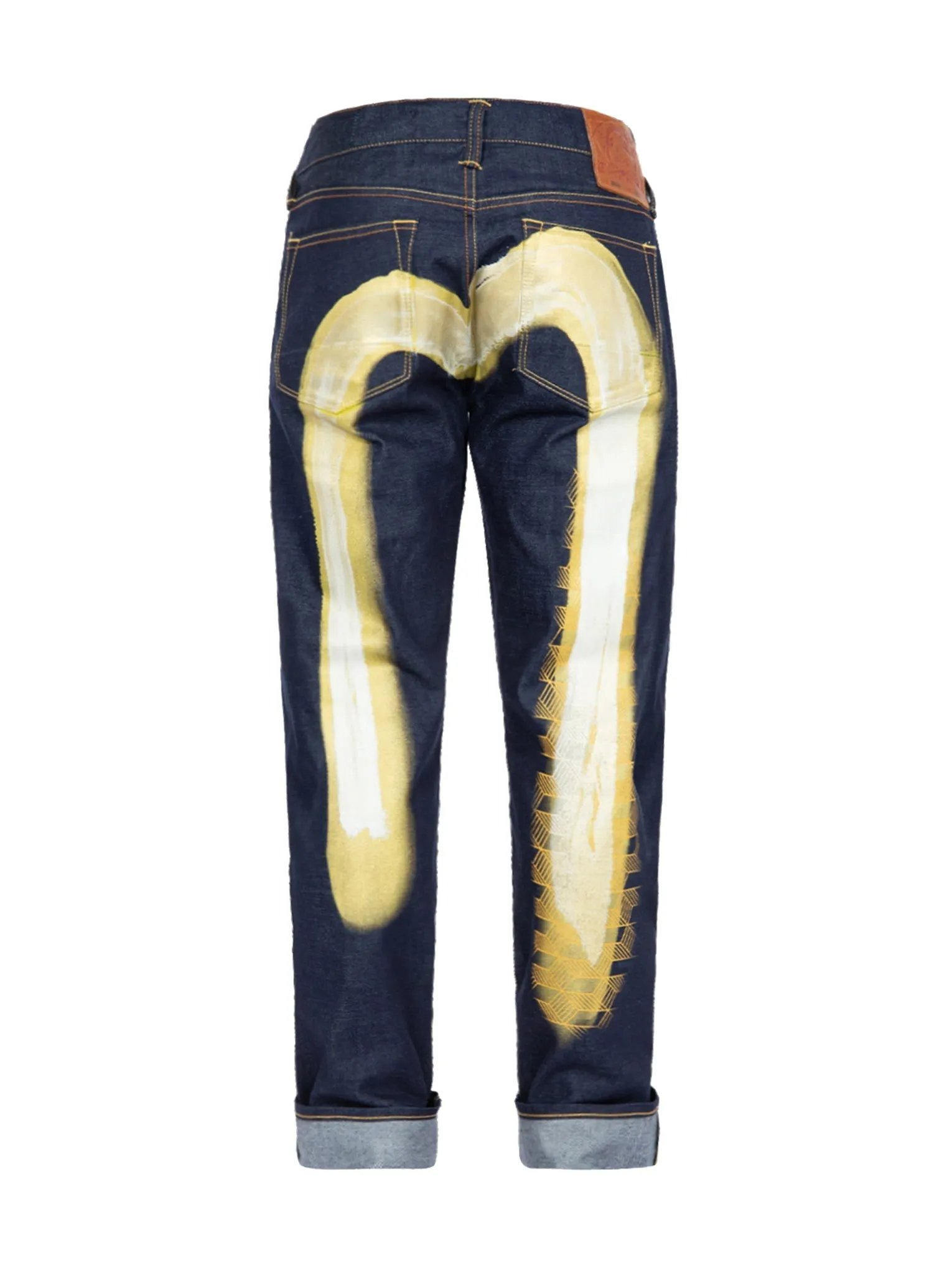 2-Layer Hand-brushed Daicock Foil Print Slim-Fit Jeans #2010