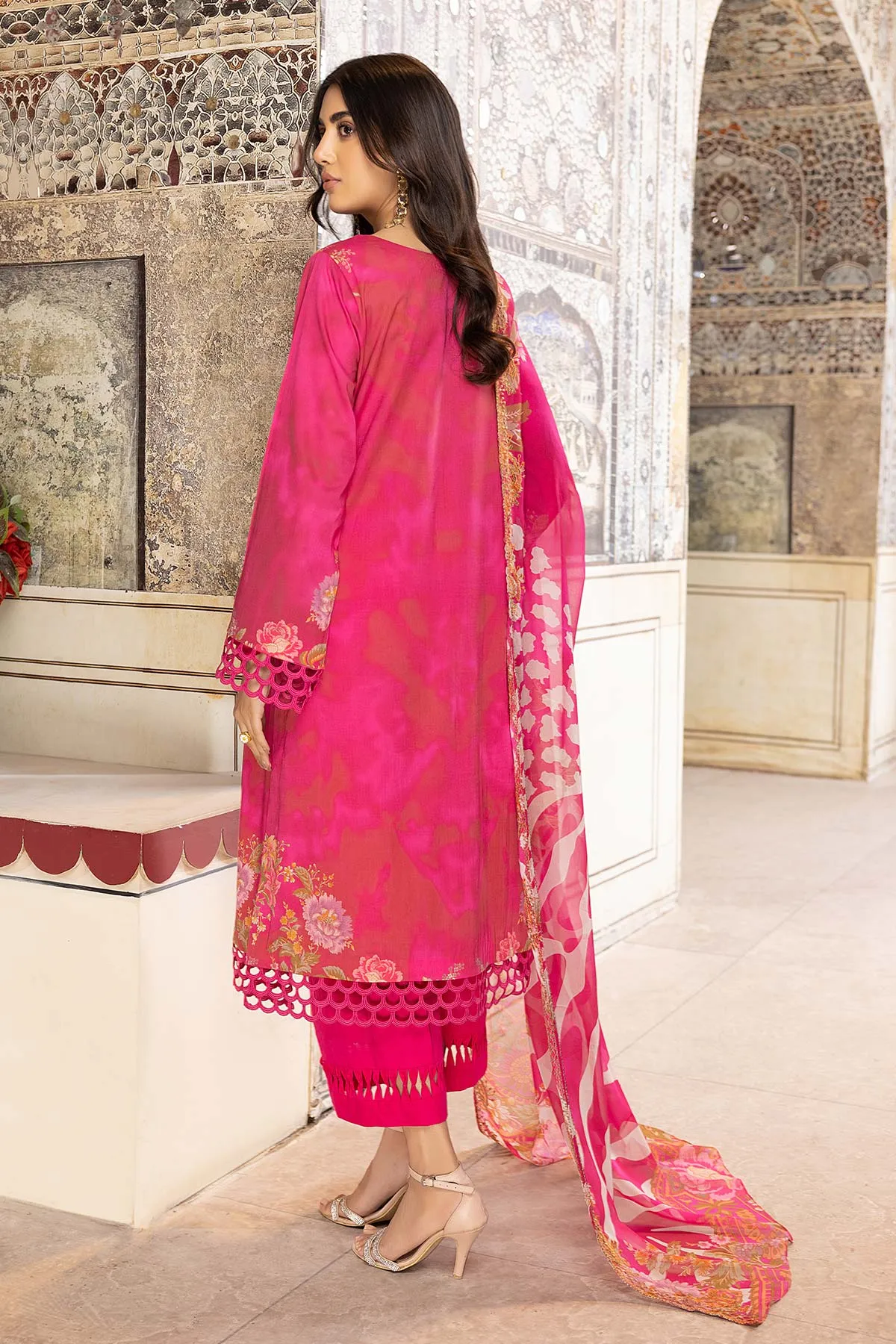 3-Pc Charizma Unstitched Lawn Suit With Embroidered Chiffon Dupatta CC23-15