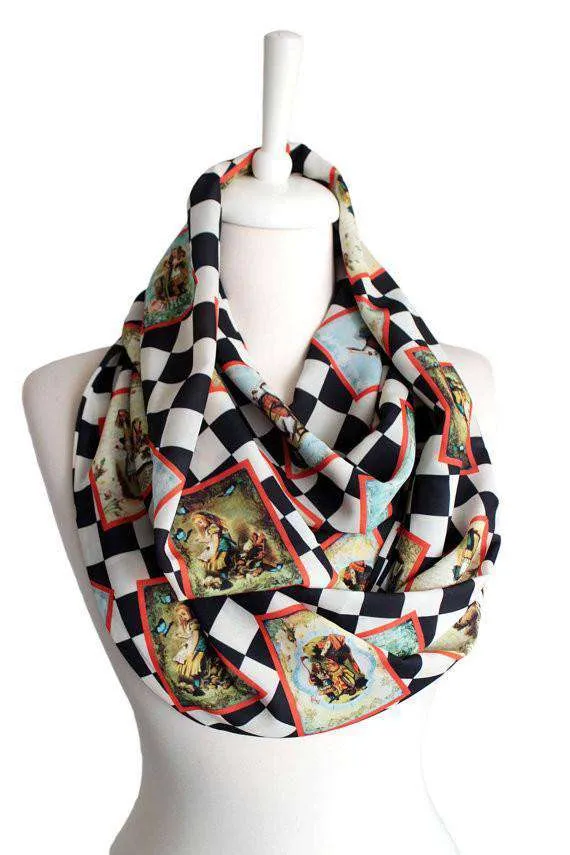 Alice In Wonderland Themed Handmade Infinity Scarf Limited Edition