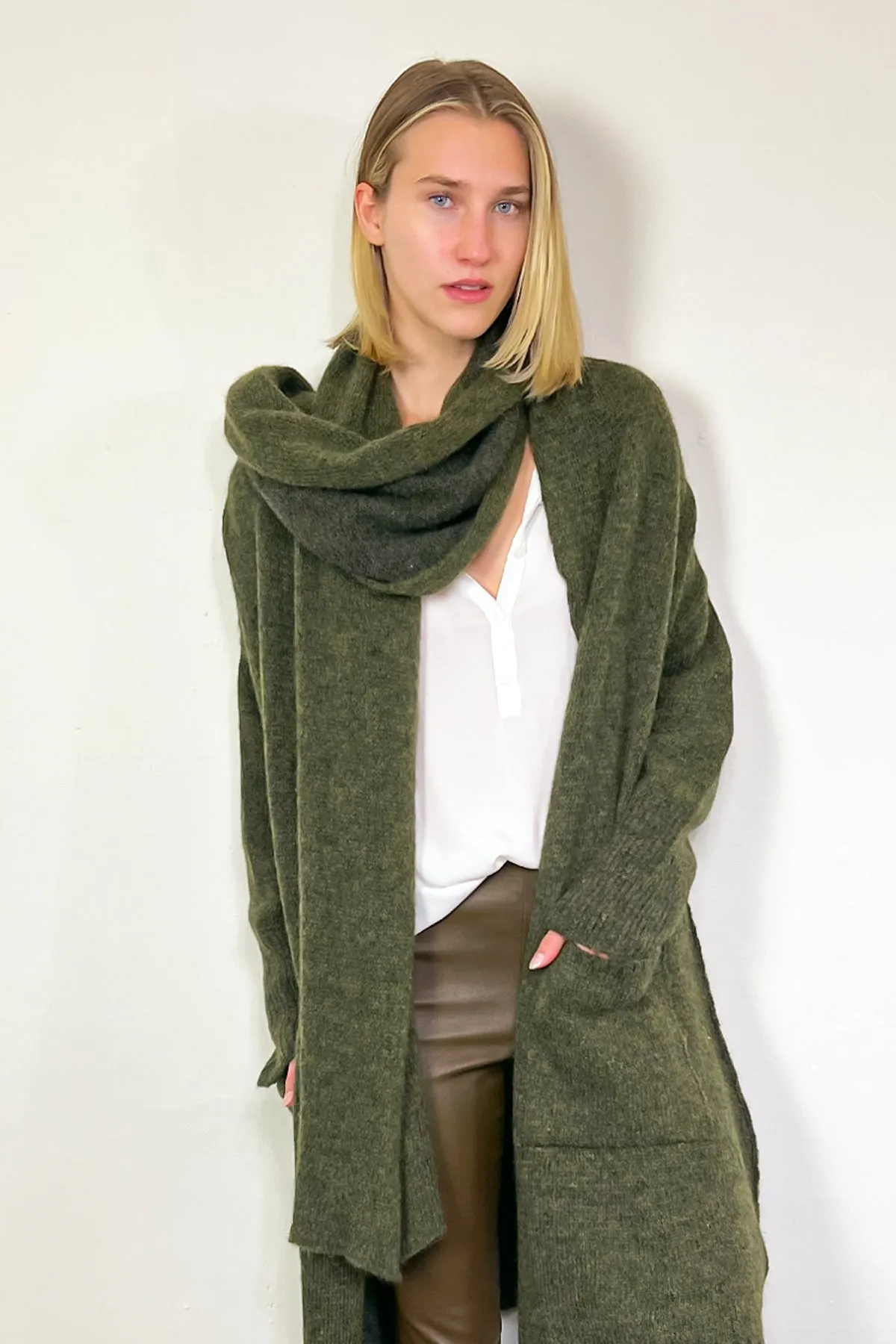 Alpaca & Wool Blend Scarf - Green