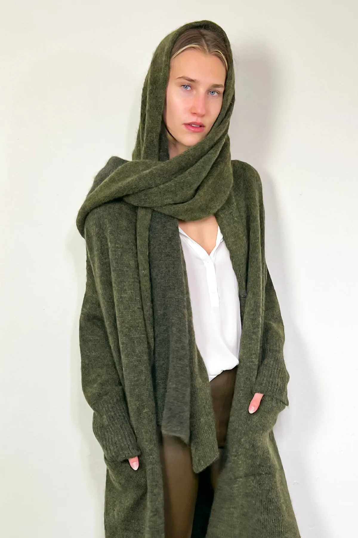 Alpaca & Wool Blend Scarf - Green