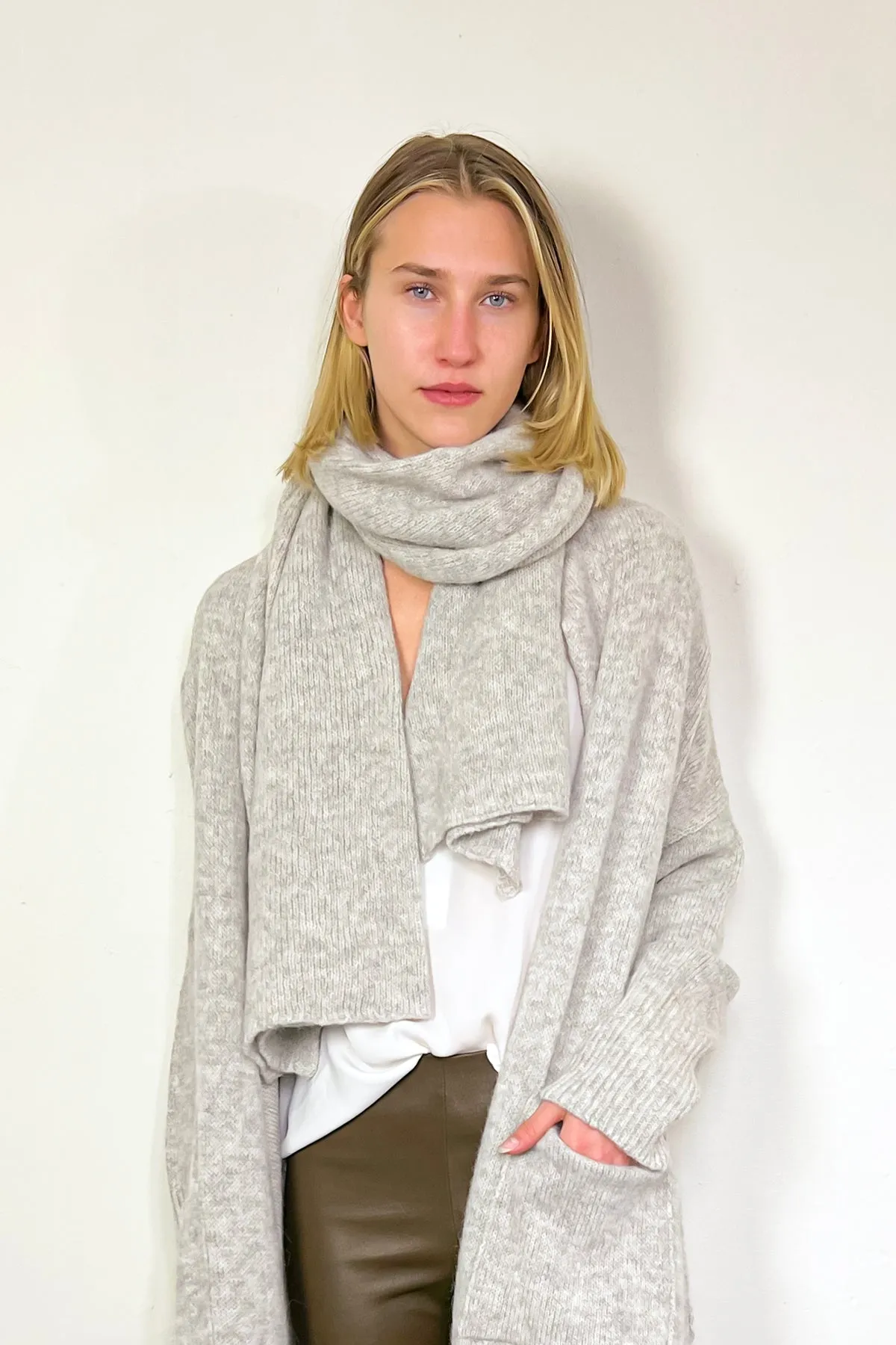 Alpaca & Wool Blend Scarf - Grey