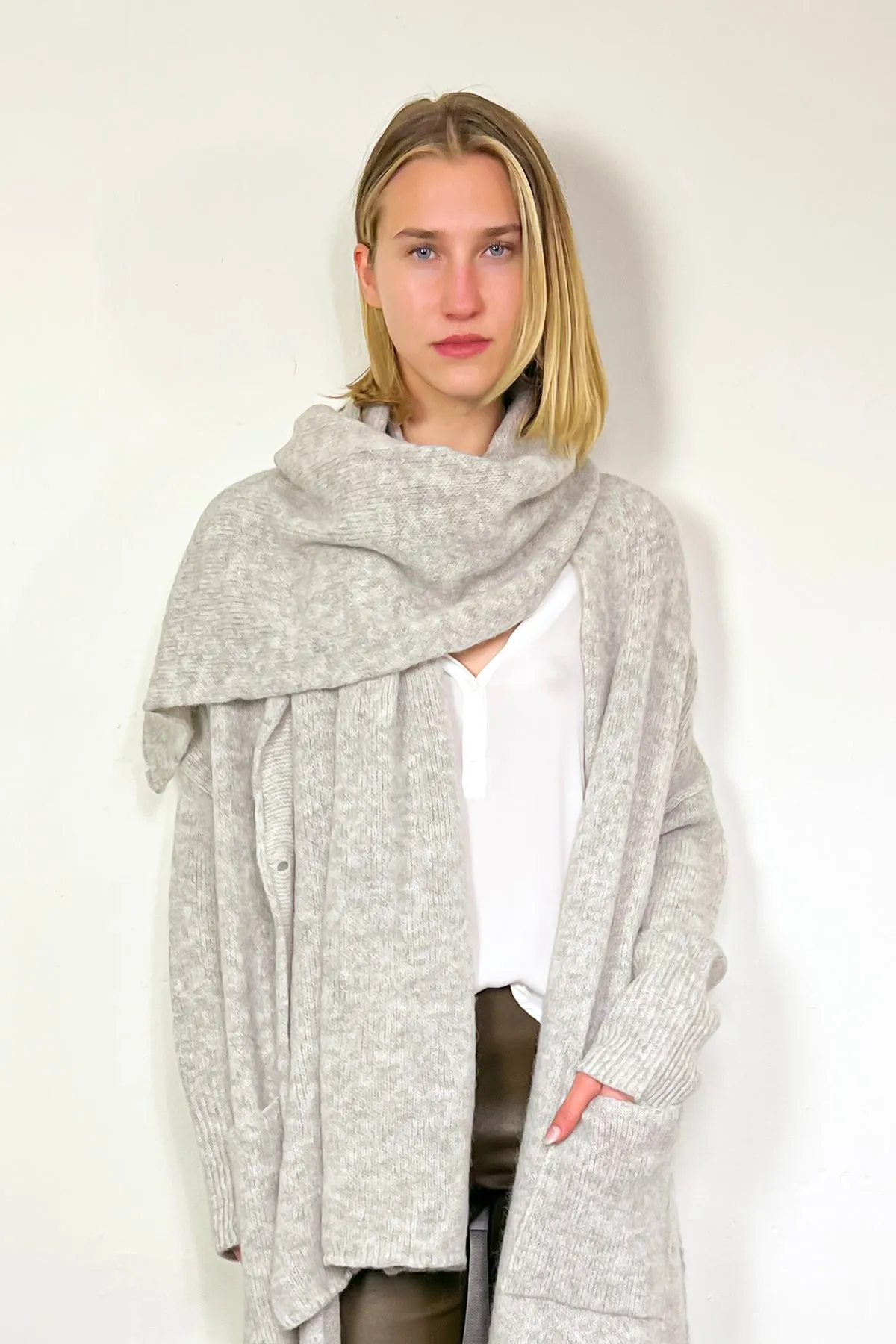 Alpaca & Wool Blend Scarf - Grey