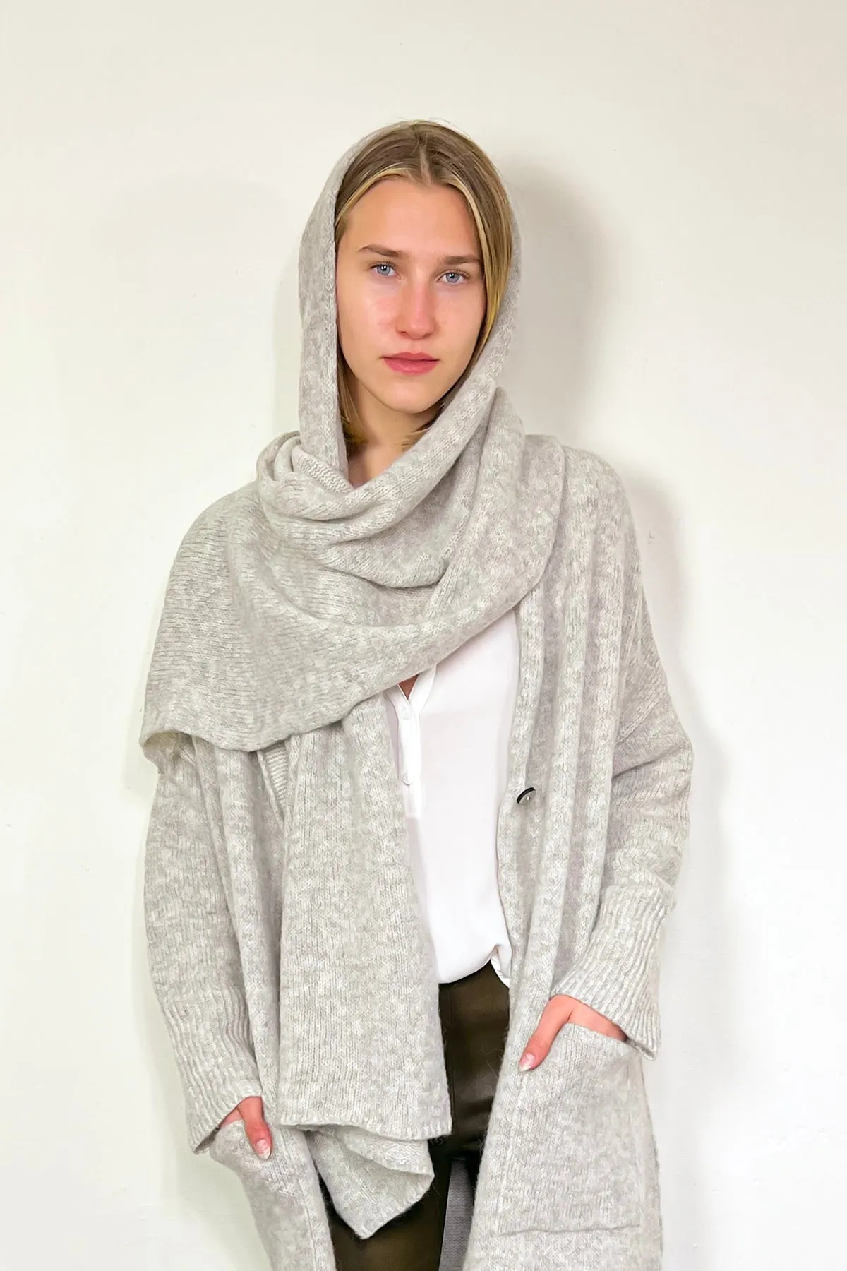 Alpaca & Wool Blend Scarf - Grey