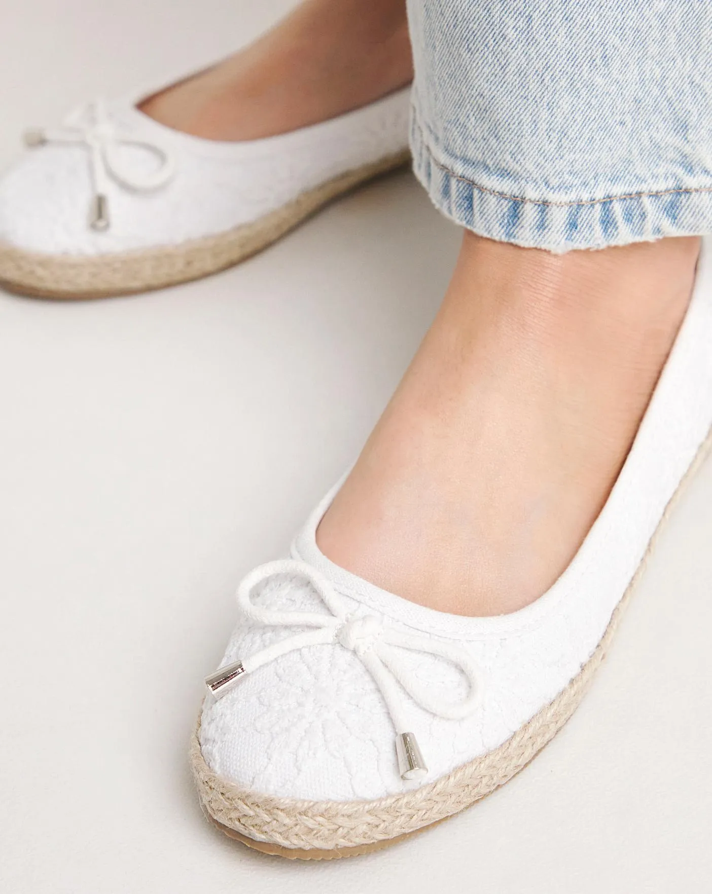 Arielle Broderie Ballerina Espadrille Wide E Fit