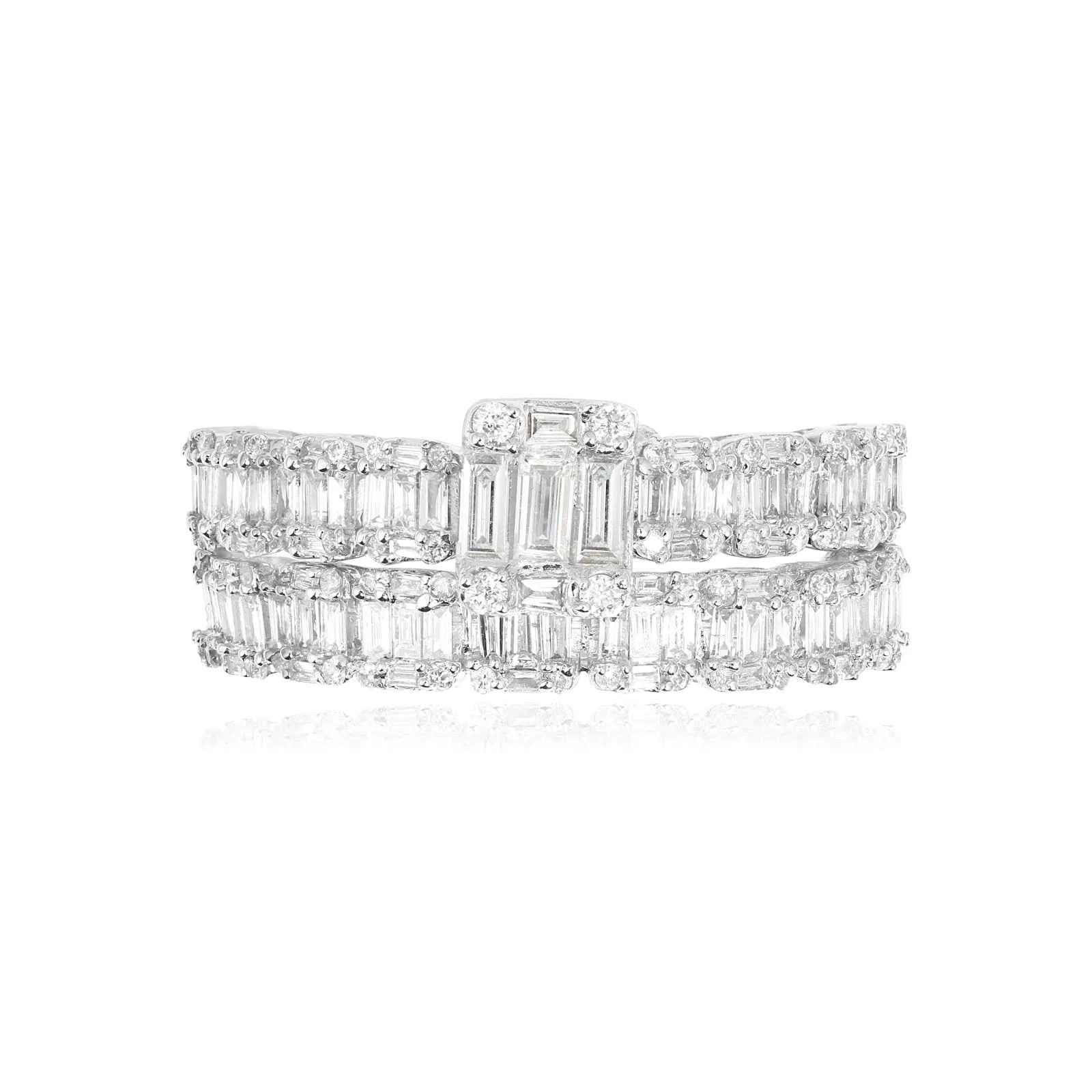 Baguette Diamond Eternity Bands in Solid 18k White Gold