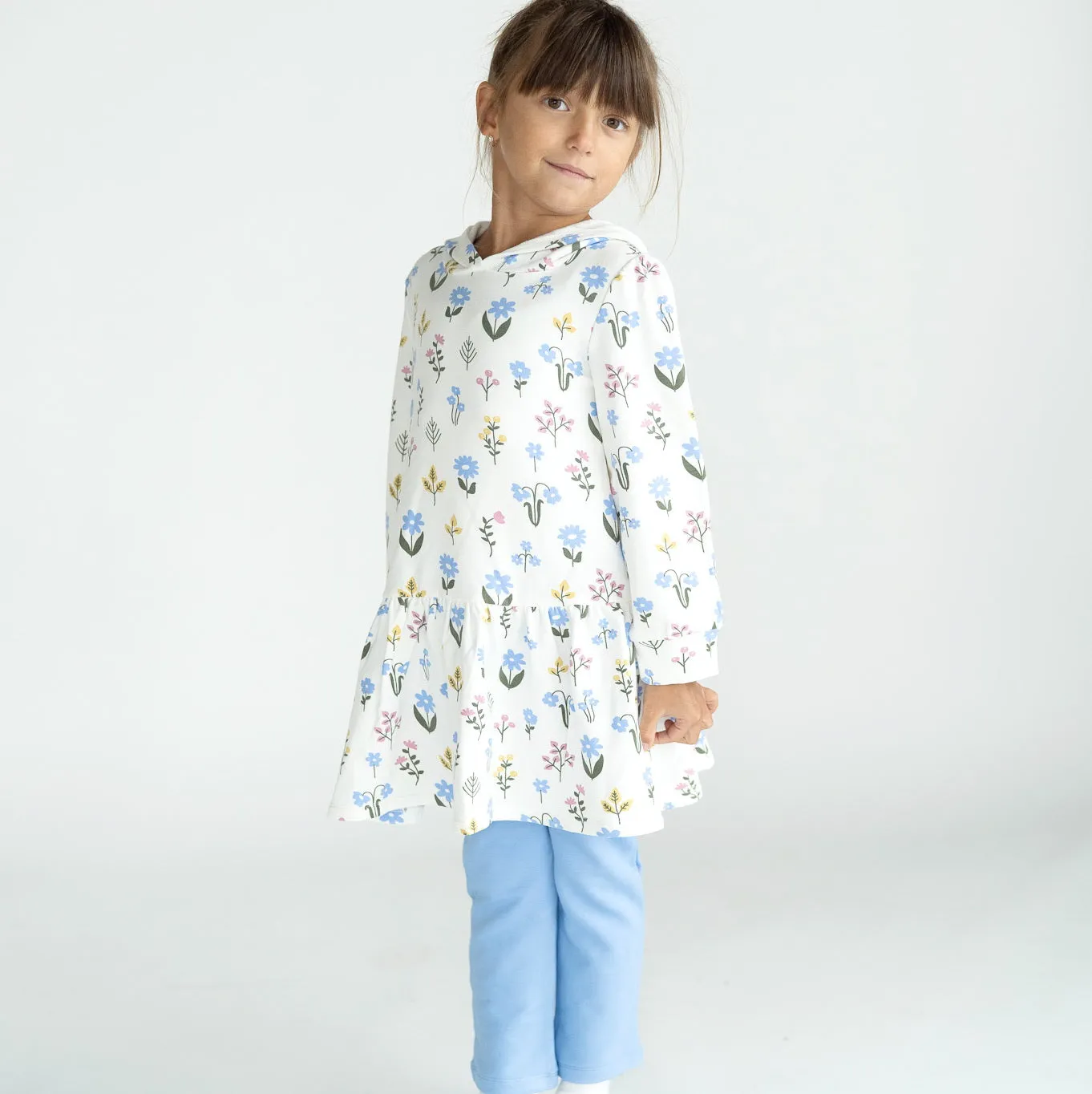 Bamboo Fleece Hooded Dress (Wildflower Print)