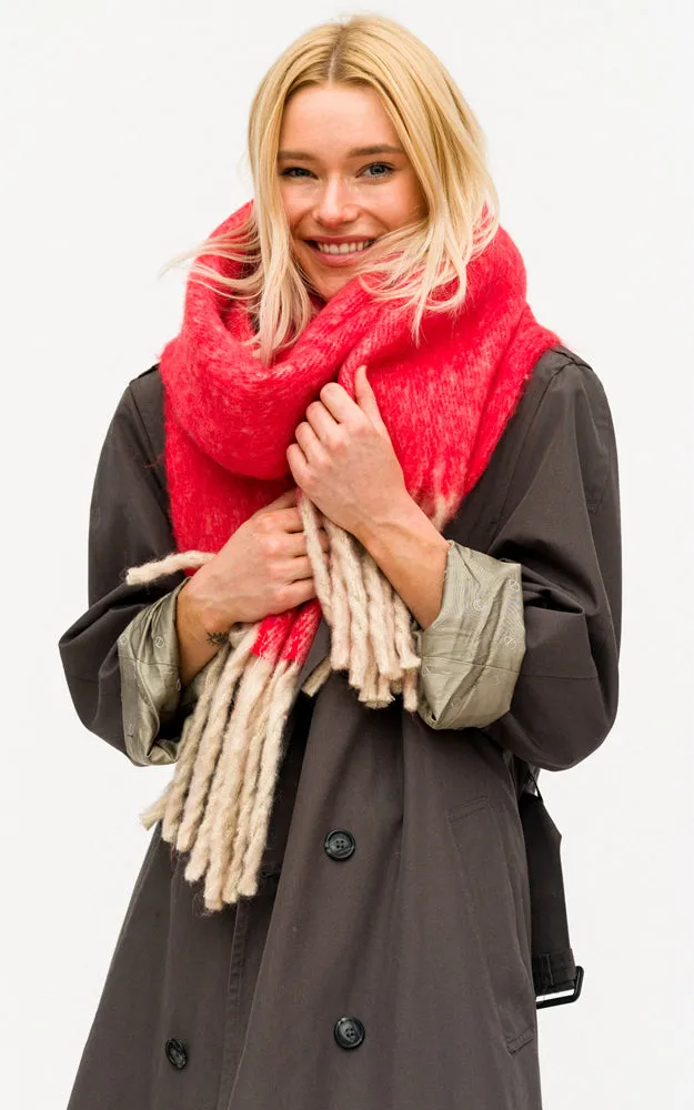 BASC6013 Grunge Oblong Scarf w/Fringes