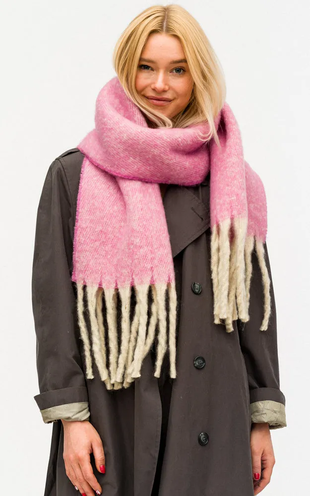 BASC6013 Grunge Oblong Scarf w/Fringes