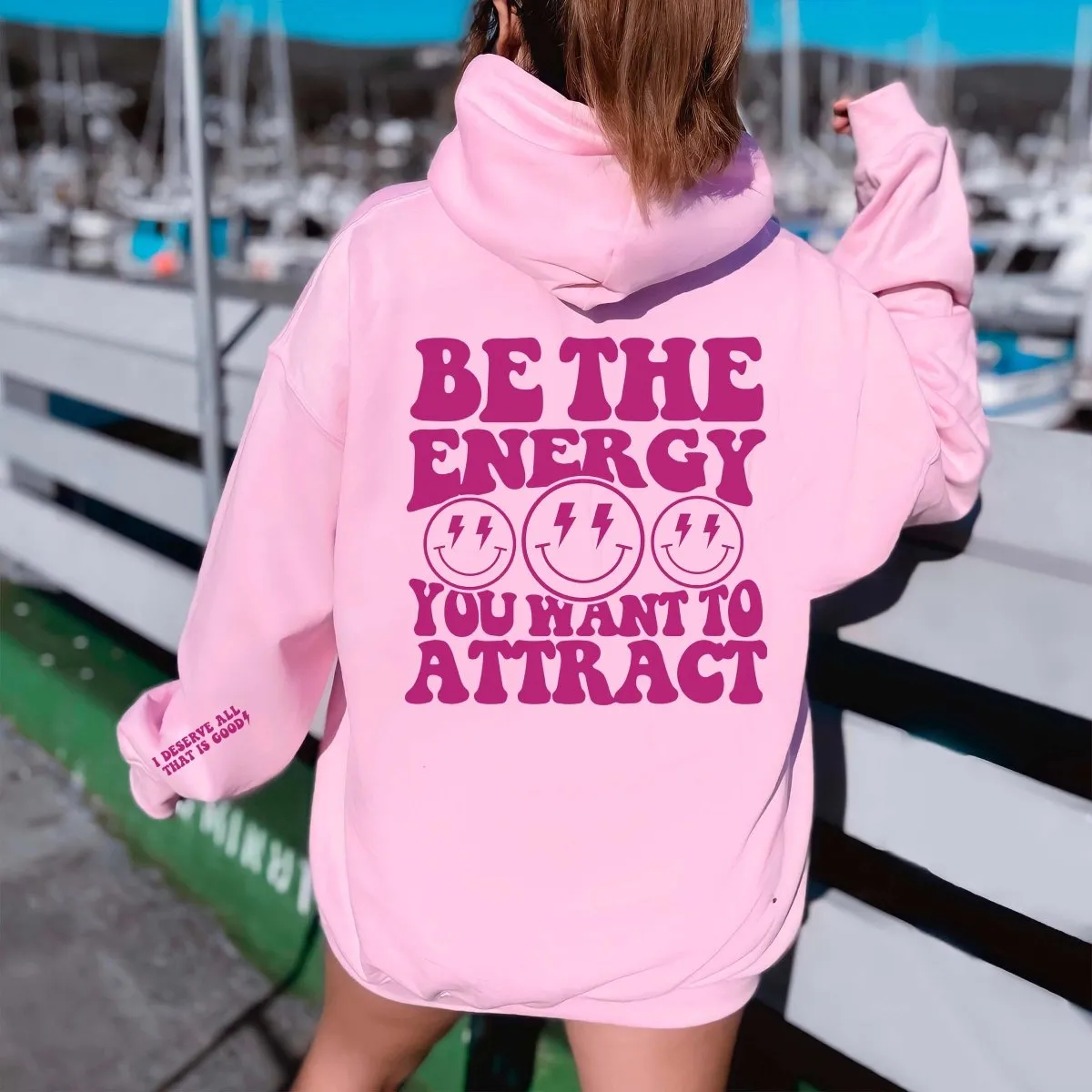 Be the Energy Hoodie With Sleeve Design