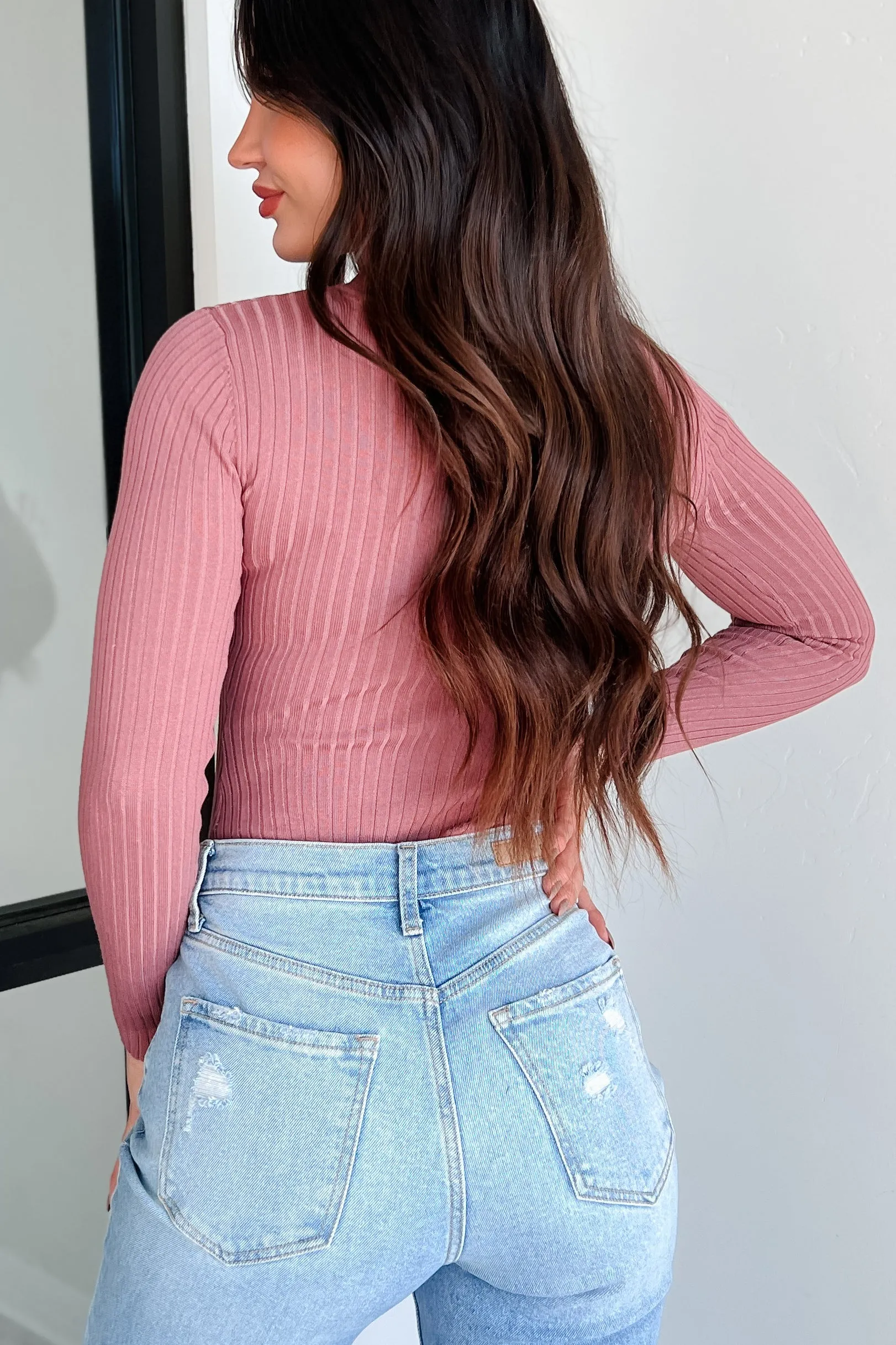 Beautiful Basic Turtleneck Bodysuit (Rose)