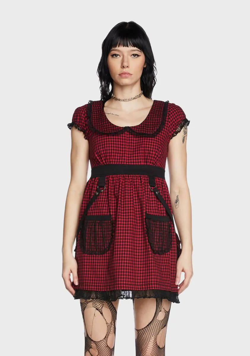 Black And Red Bo Peep Strap Dress-