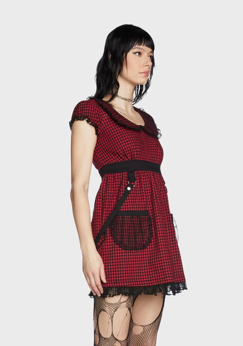 Black And Red Bo Peep Strap Dress-