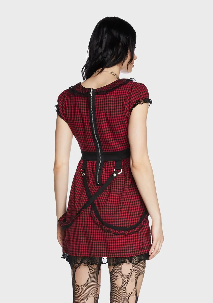 Black And Red Bo Peep Strap Dress-