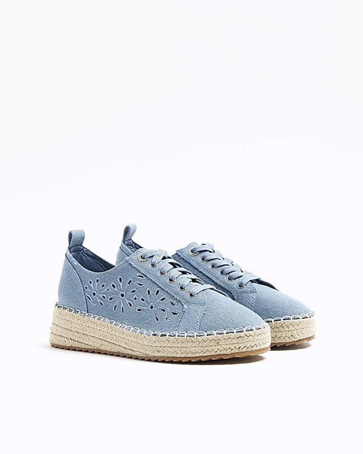 Blue denim espadrille trainers