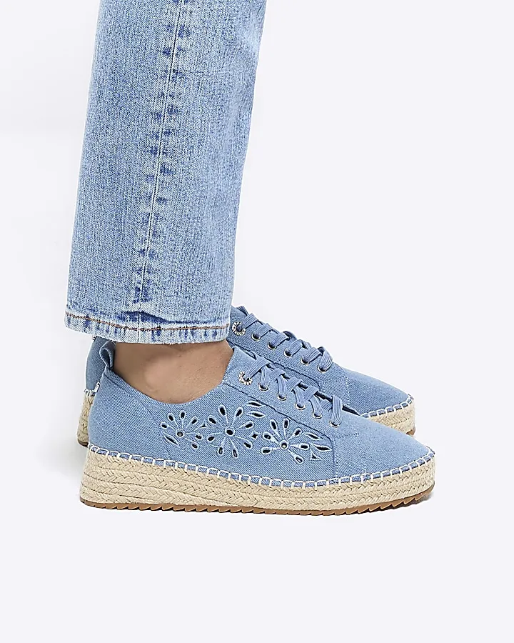 Blue denim espadrille trainers