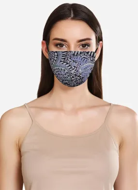 Blue Paisley Print Layered Face Mask