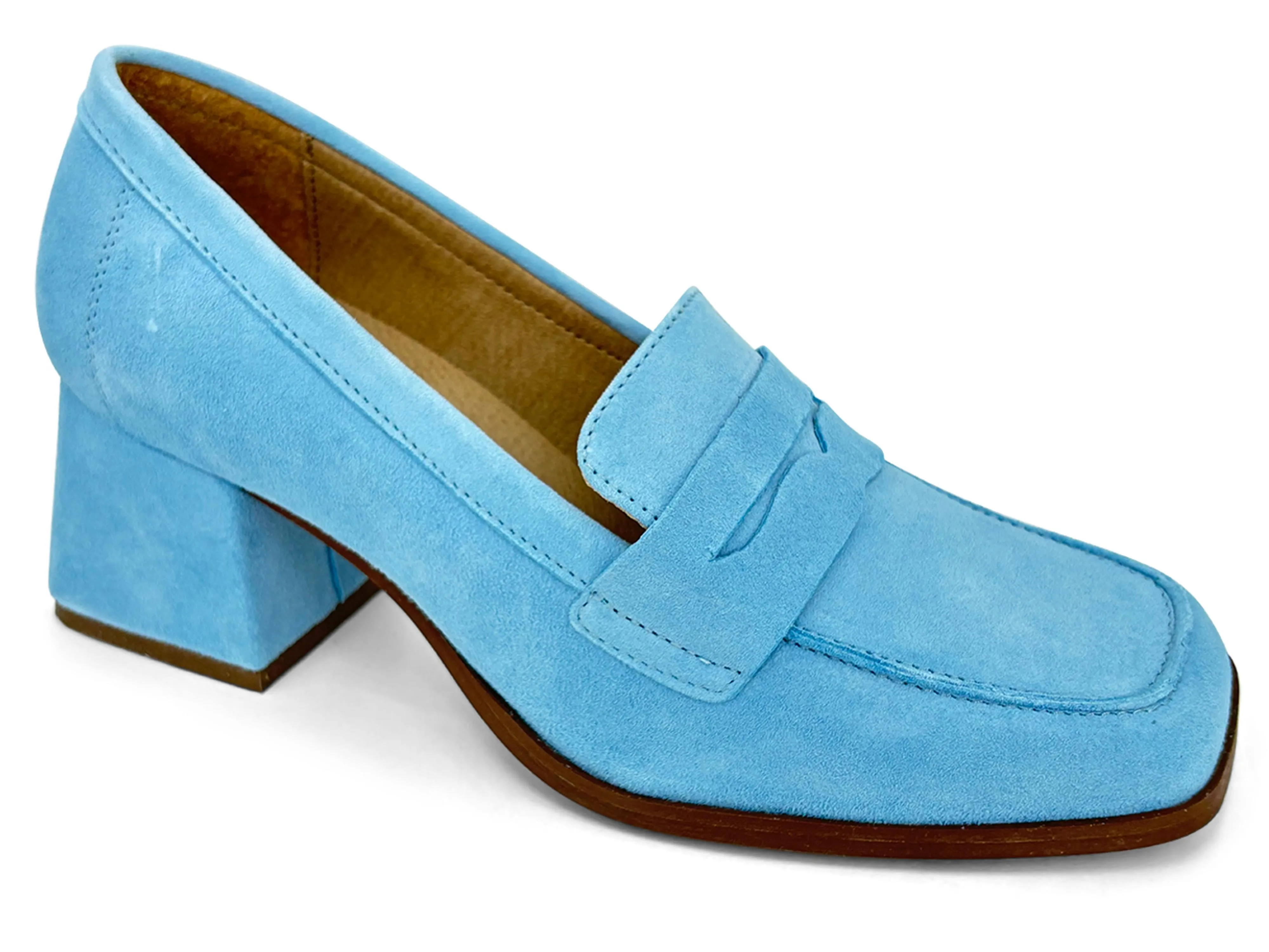 Bos & Co Ama Heeled Loafer Light Blue