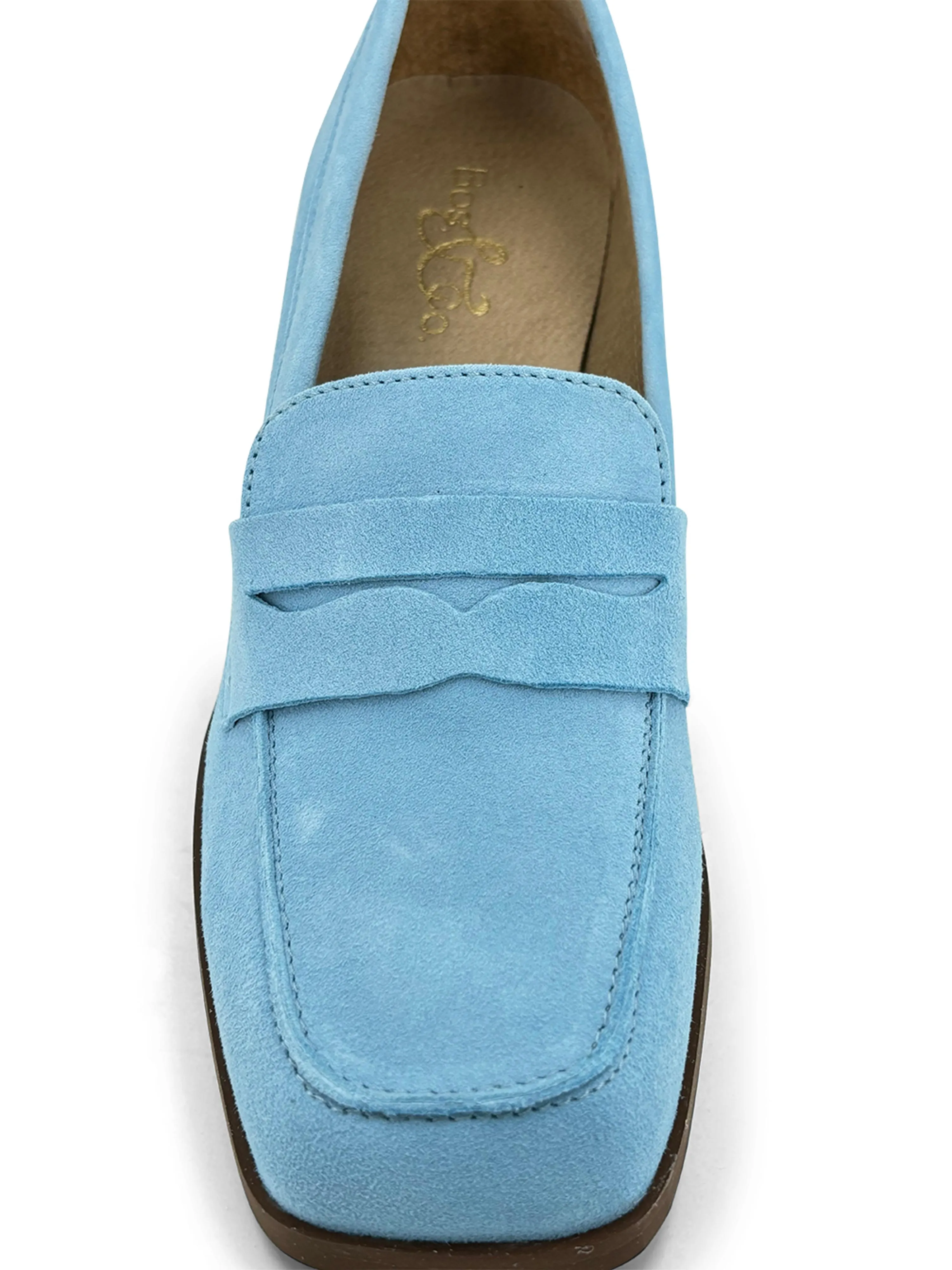 Bos & Co Ama Heeled Loafer Light Blue