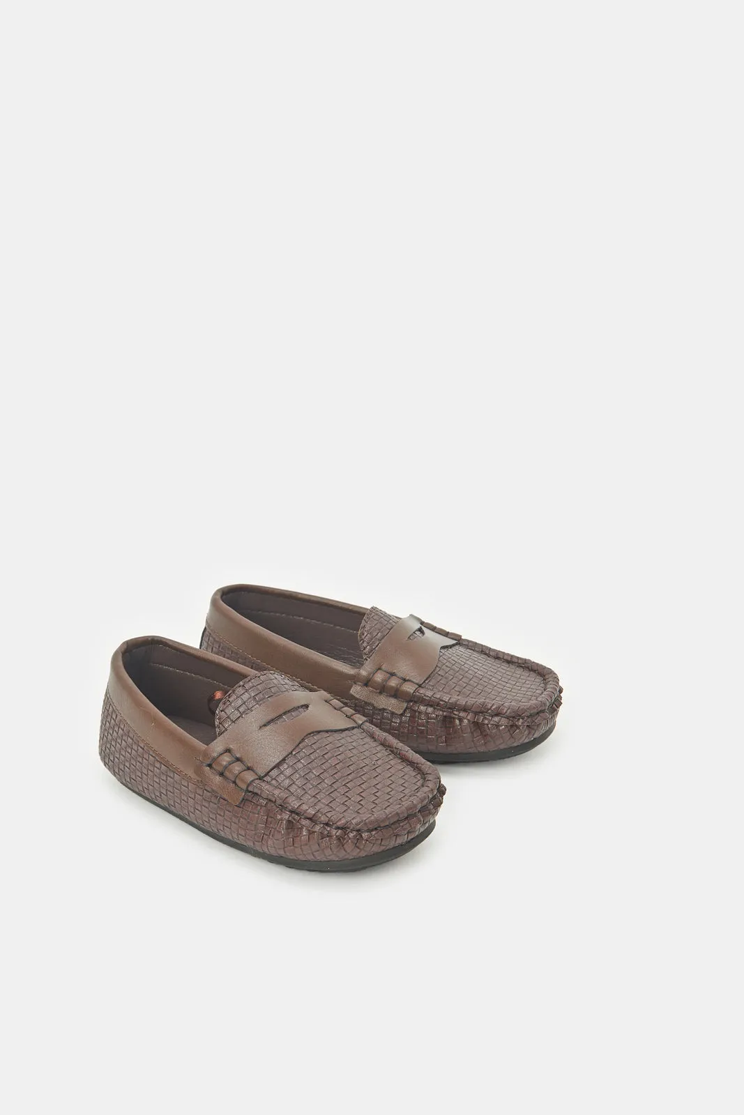 Boys Brown Slip On Moccasin