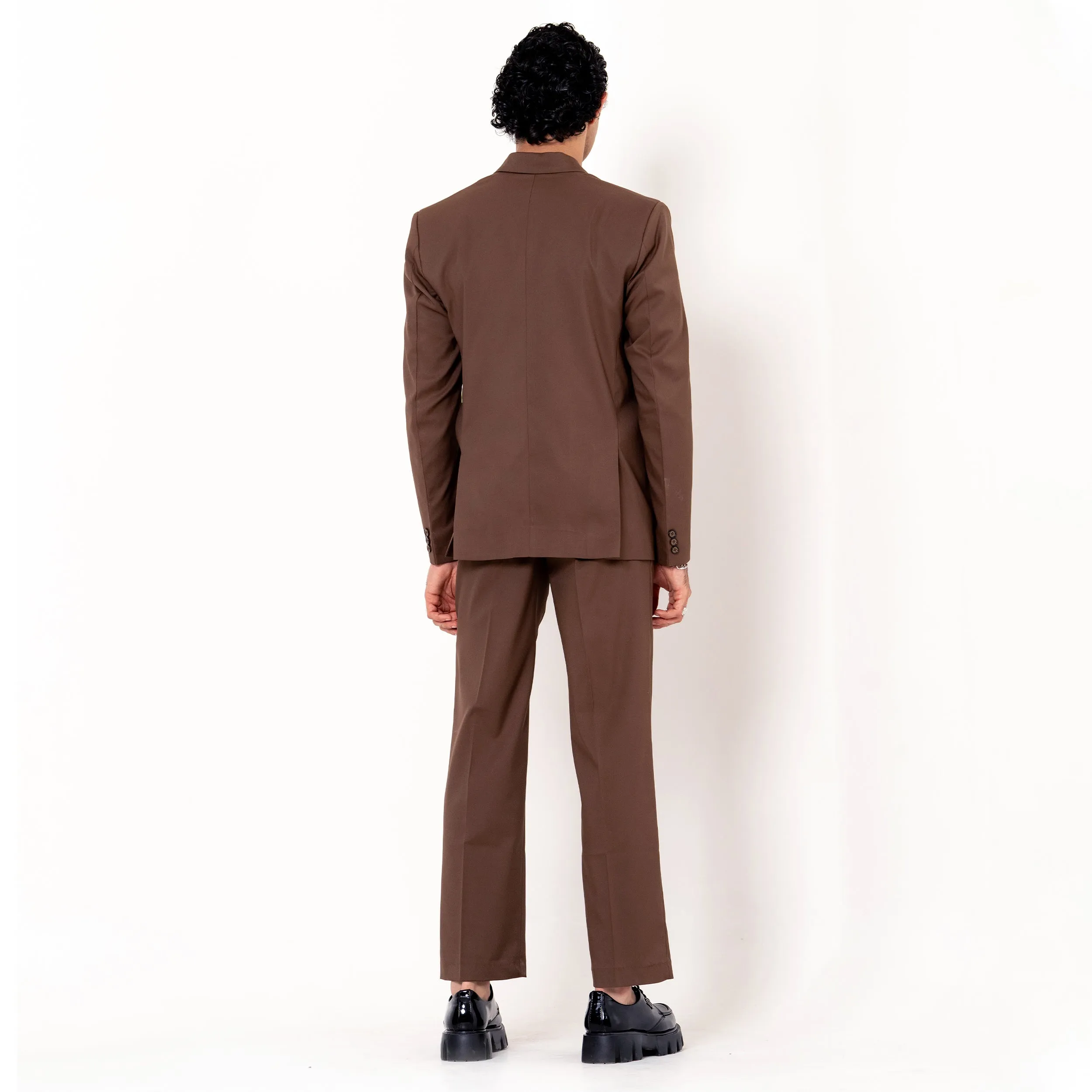 Brown Double Button Loose Fit Men's Suit