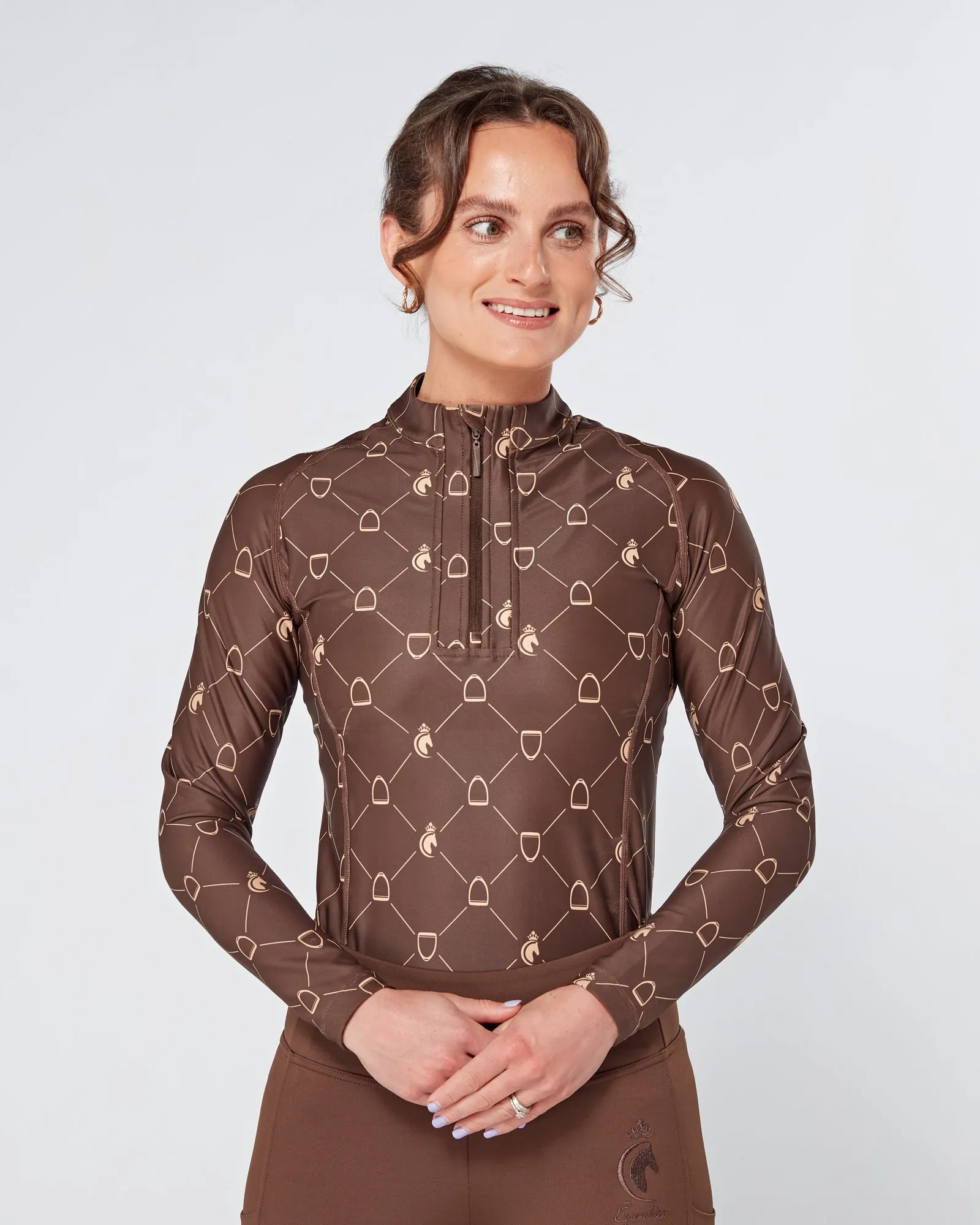 Brown Equestrian Technical Base Layer - STIRRUP PRINT