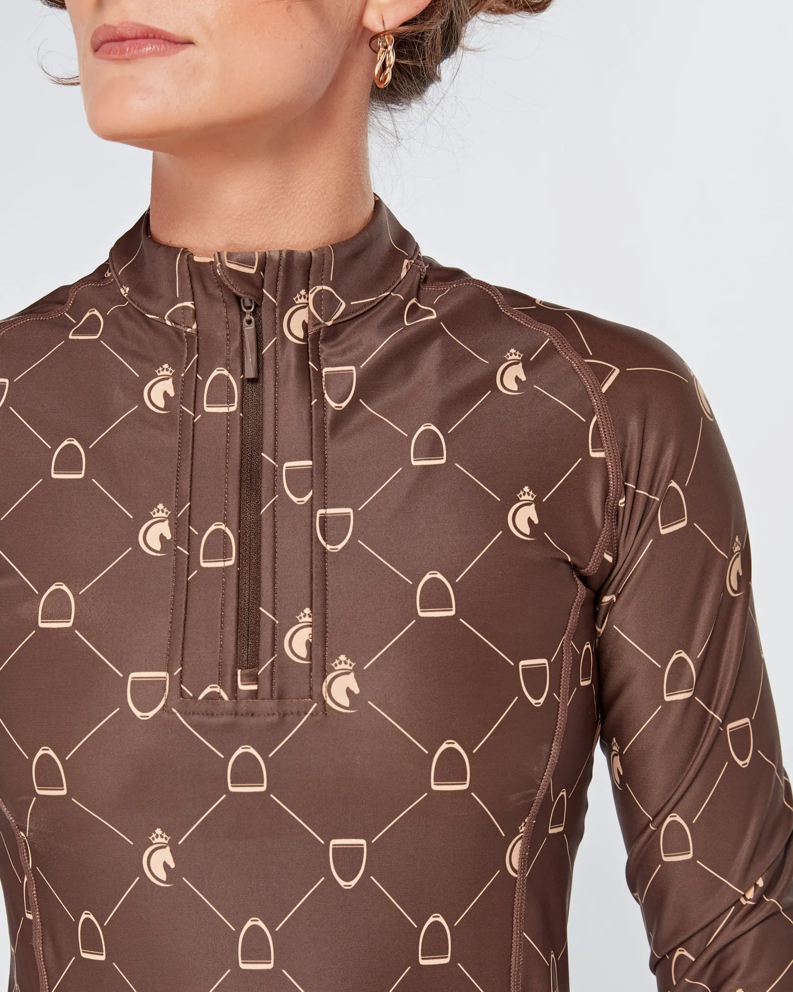 Brown Equestrian Technical Base Layer - STIRRUP PRINT