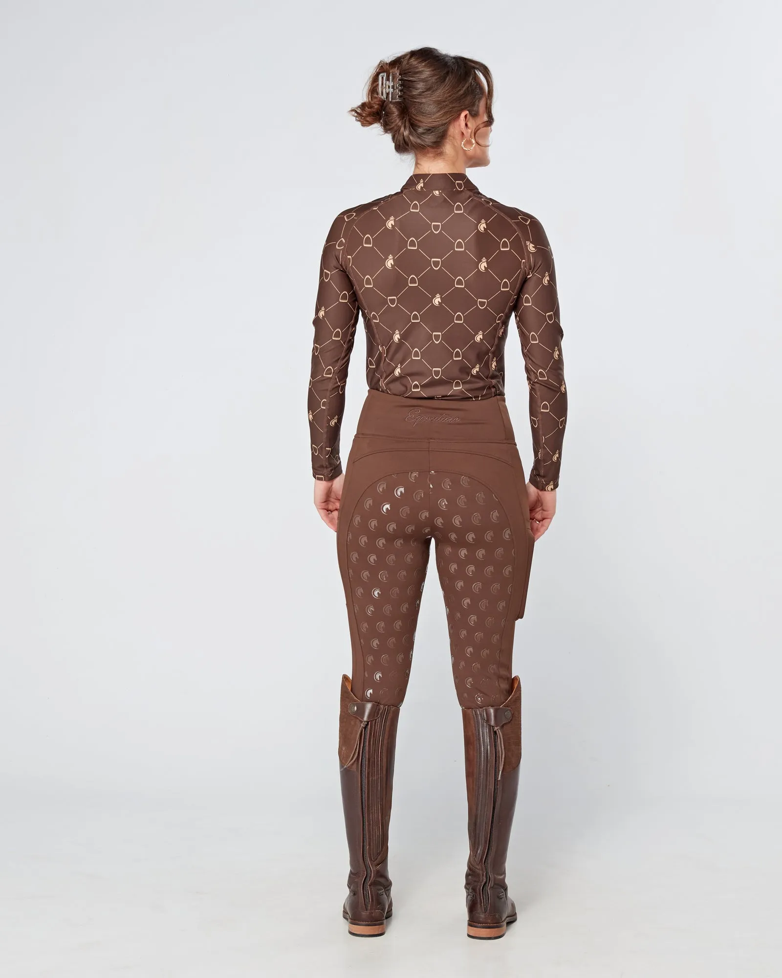 Brown Equestrian Technical Base Layer - STIRRUP PRINT