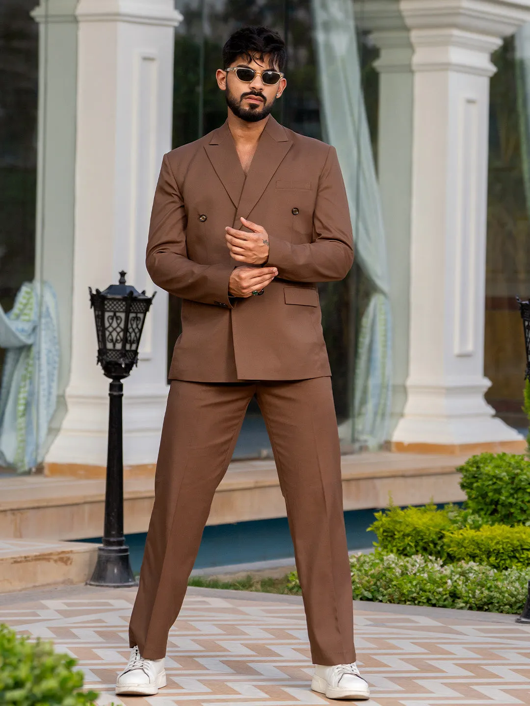 Brown Loose Fit Men's Suit