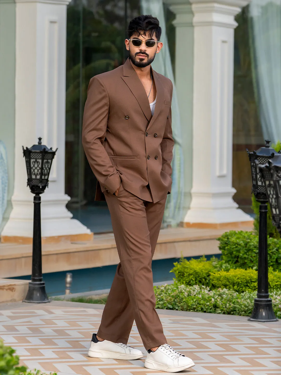 Brown Loose Fit Men's Suit