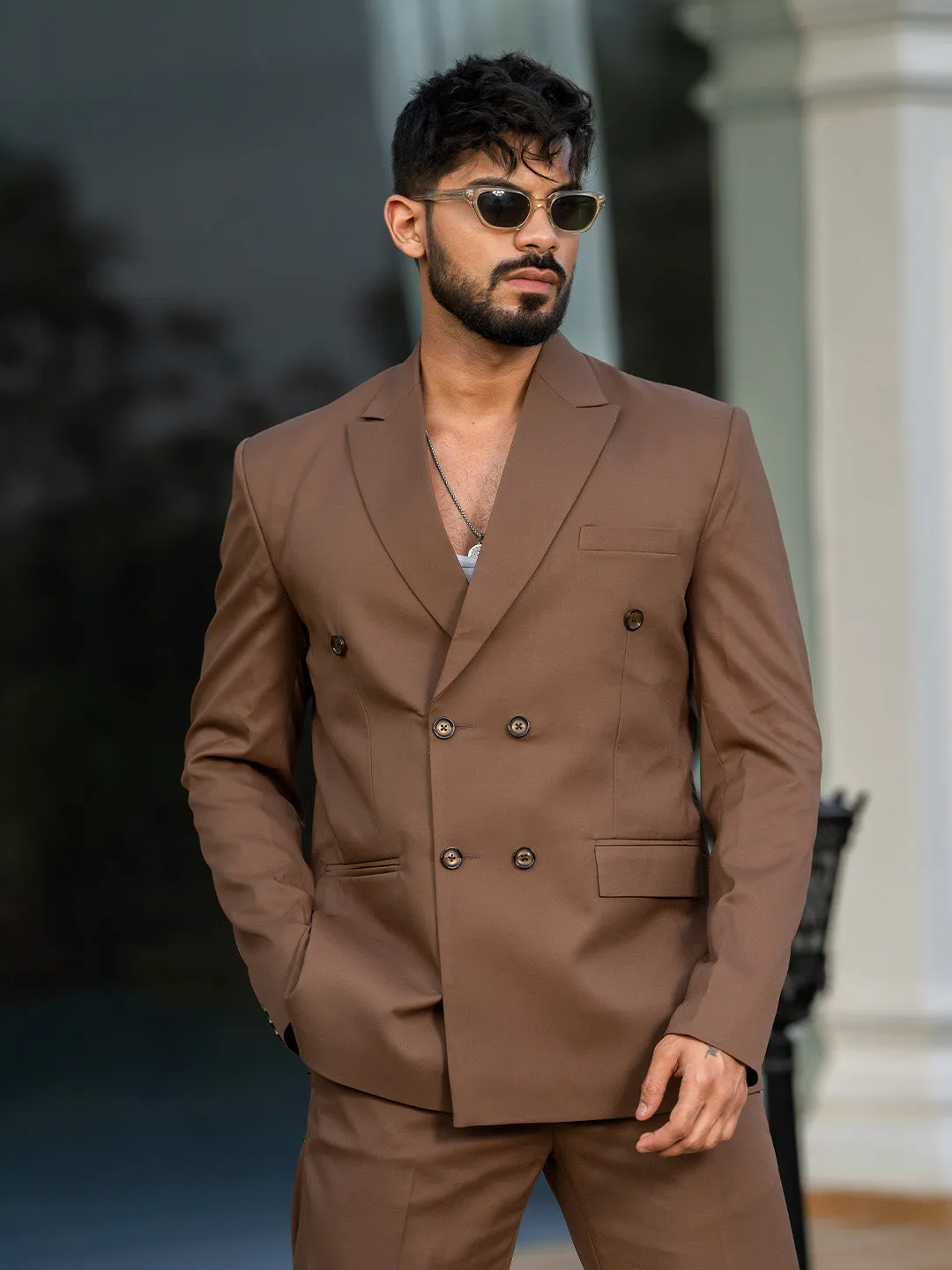 Brown Loose Fit Men's Suit