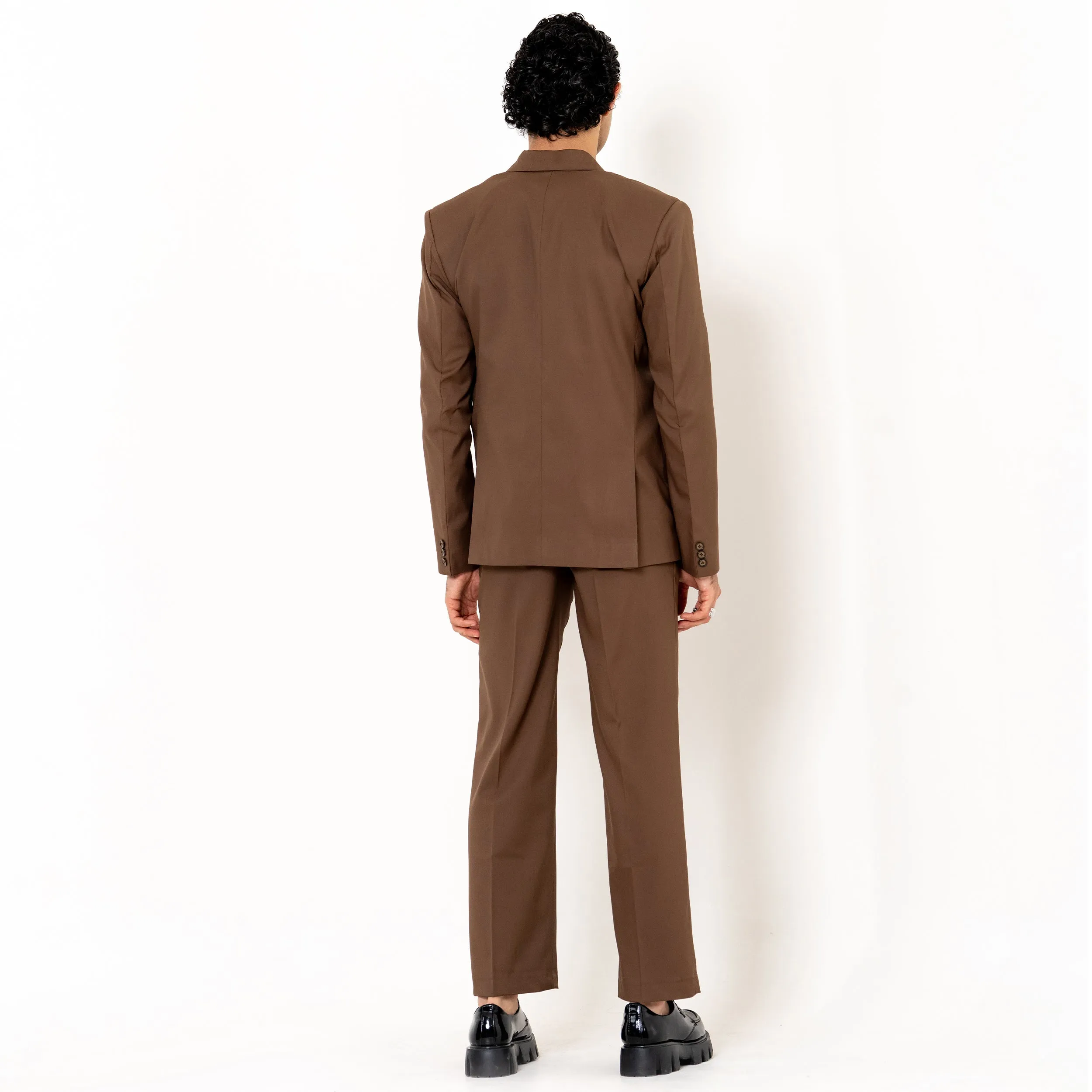 Brown Loose Fit Men's Suit