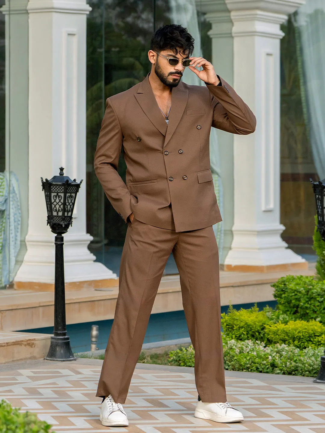 Brown Loose Fit Men's Suit