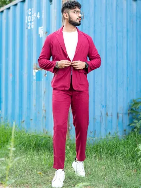 Burgundy Linen Suit