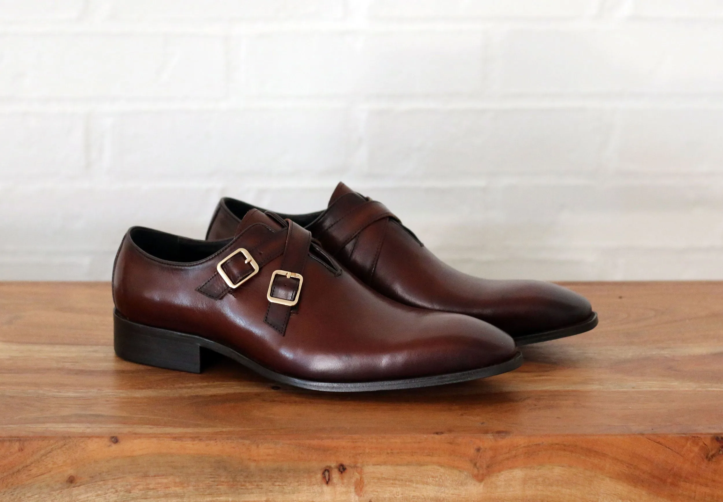 Calfskin Cross Strap Loafer Chestnut