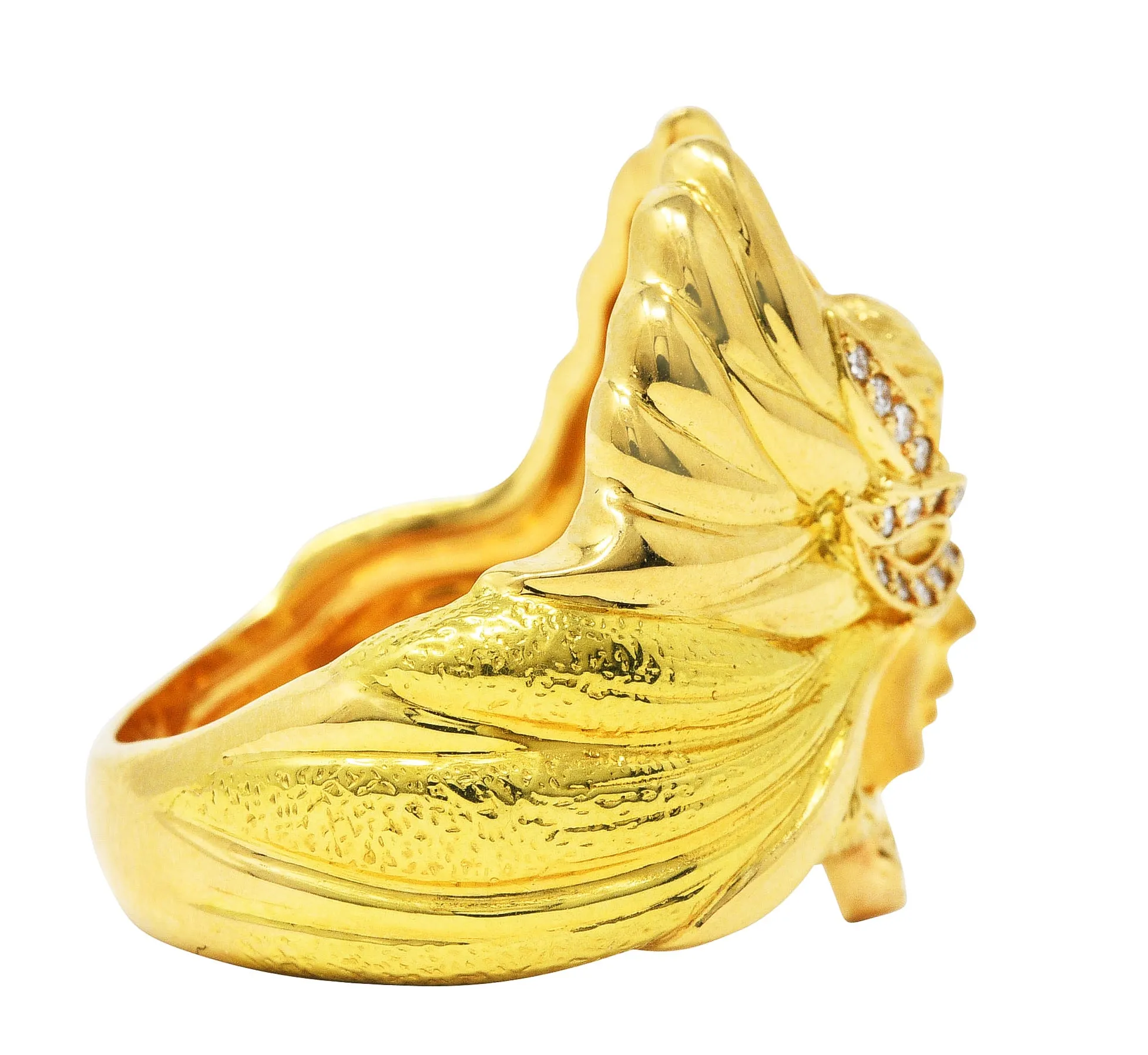 Carrera y Carrera Diamond 18 Karat Two-Tone Gold Mask of An Angel Ring