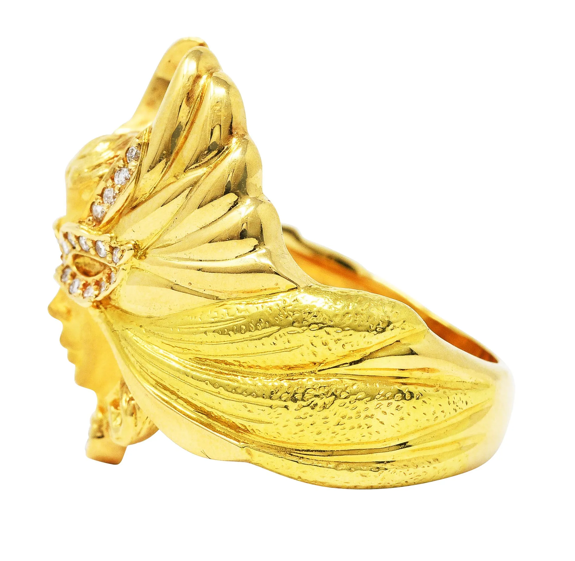 Carrera y Carrera Diamond 18 Karat Two-Tone Gold Mask of An Angel Ring