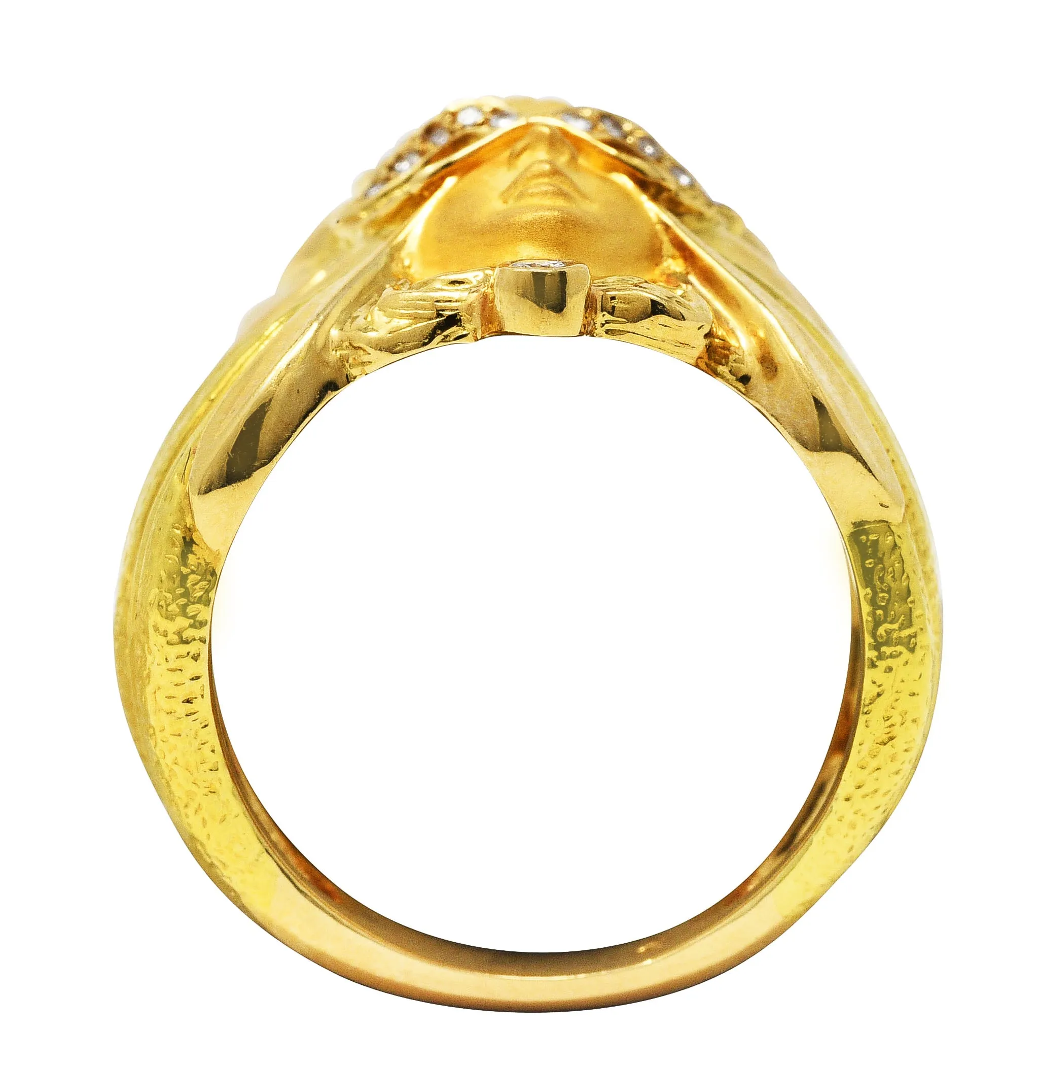 Carrera y Carrera Diamond 18 Karat Two-Tone Gold Mask of An Angel Ring