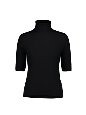 Cashmere turtleneck sweater half sleeves, black