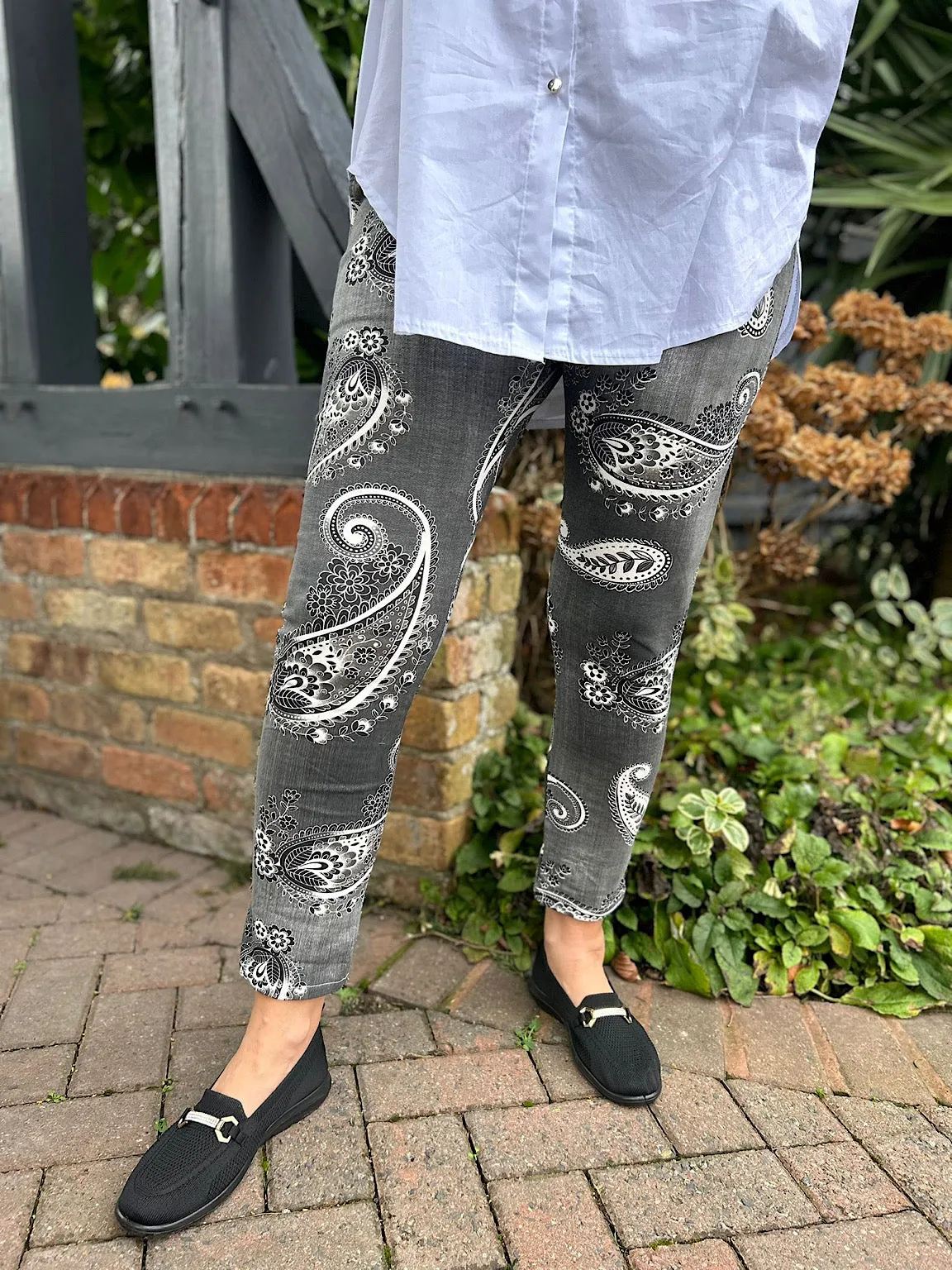 Charcoal Paisley Print Joggers