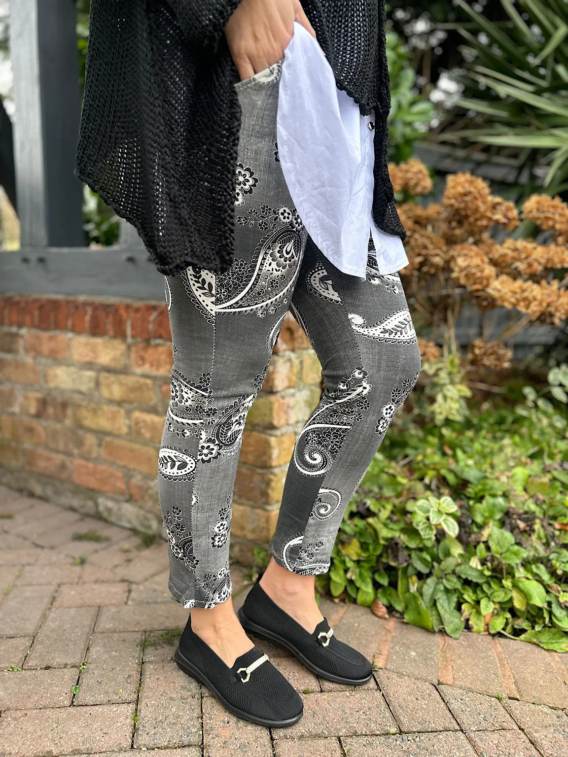 Charcoal Paisley Print Joggers