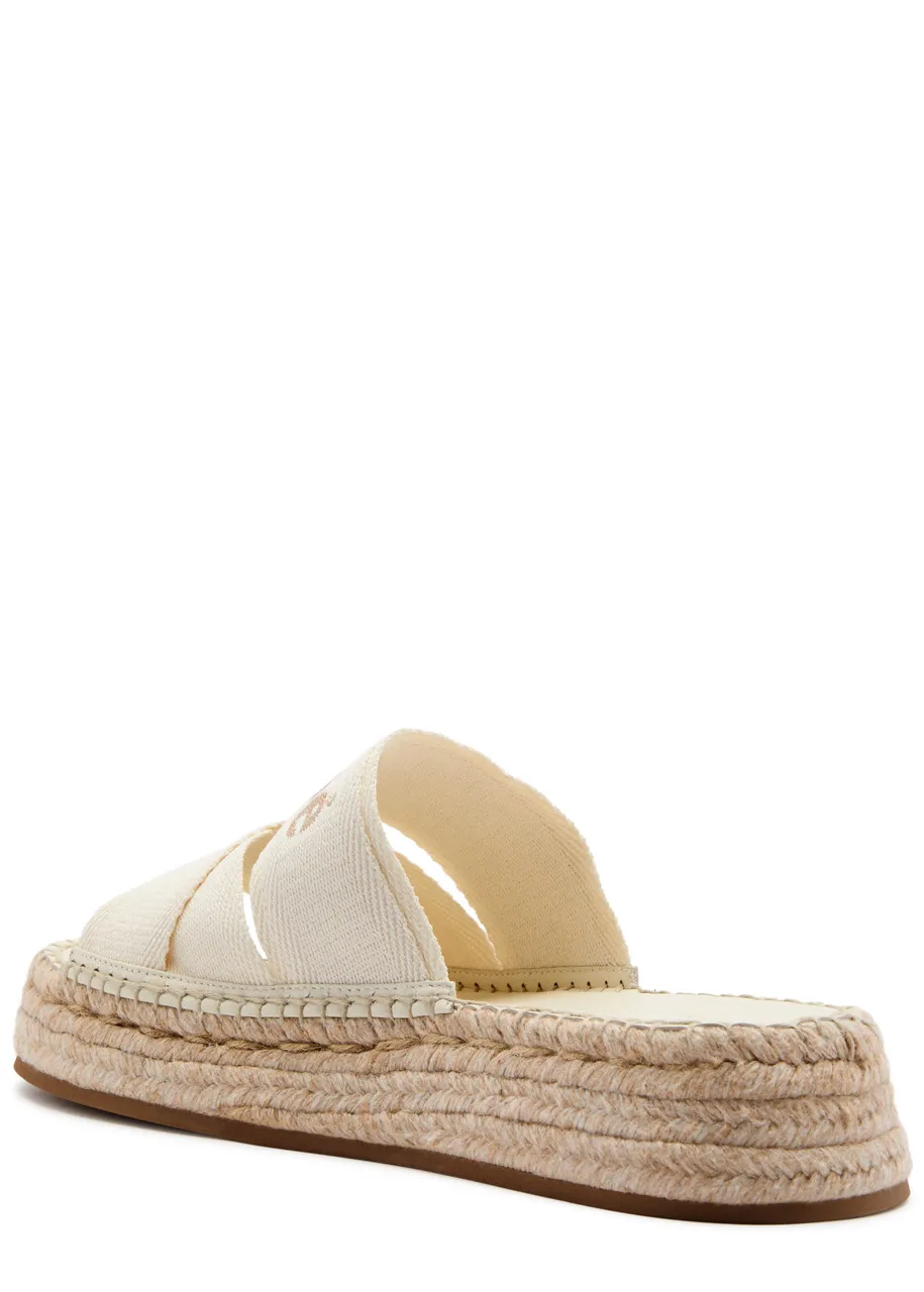 CHLOE Mila canvas flatform espadrille sliders  -                         -                     -                