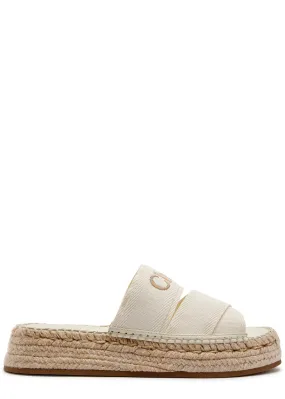 CHLOE Mila canvas flatform espadrille sliders  -                         -                     -                