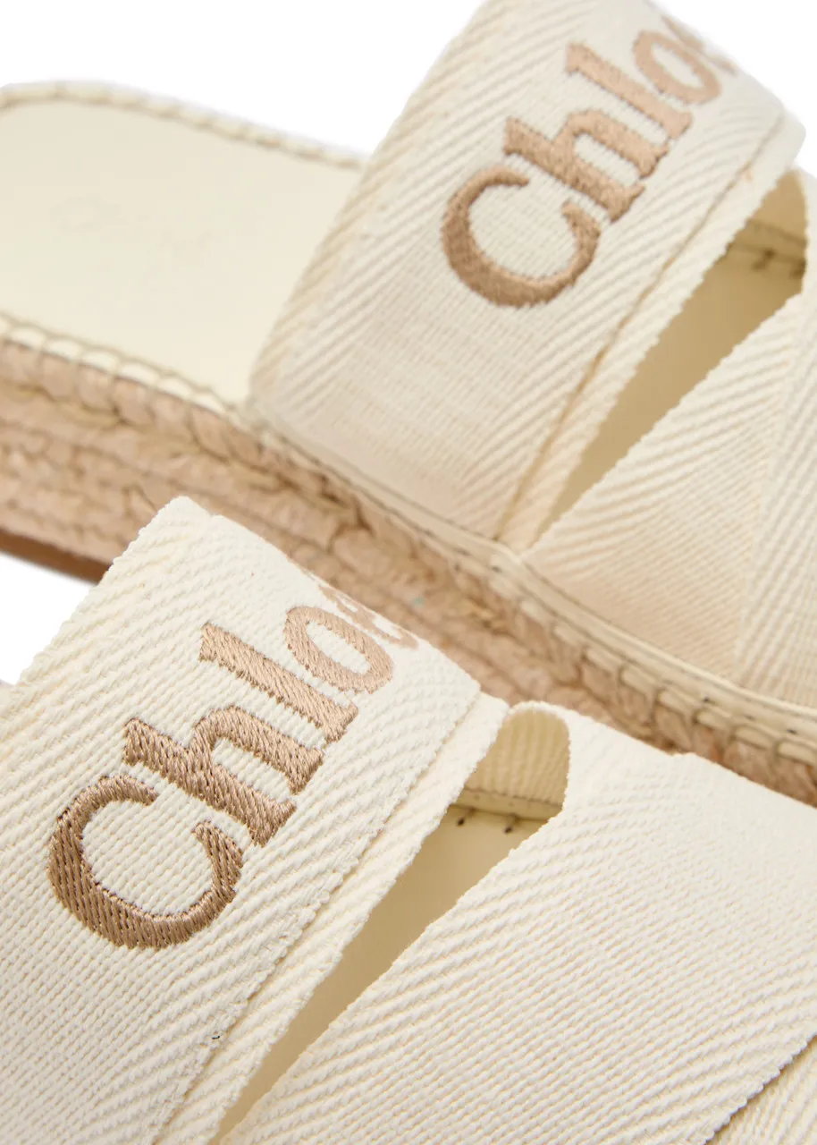 CHLOE Mila canvas flatform espadrille sliders  -                         -                     -                